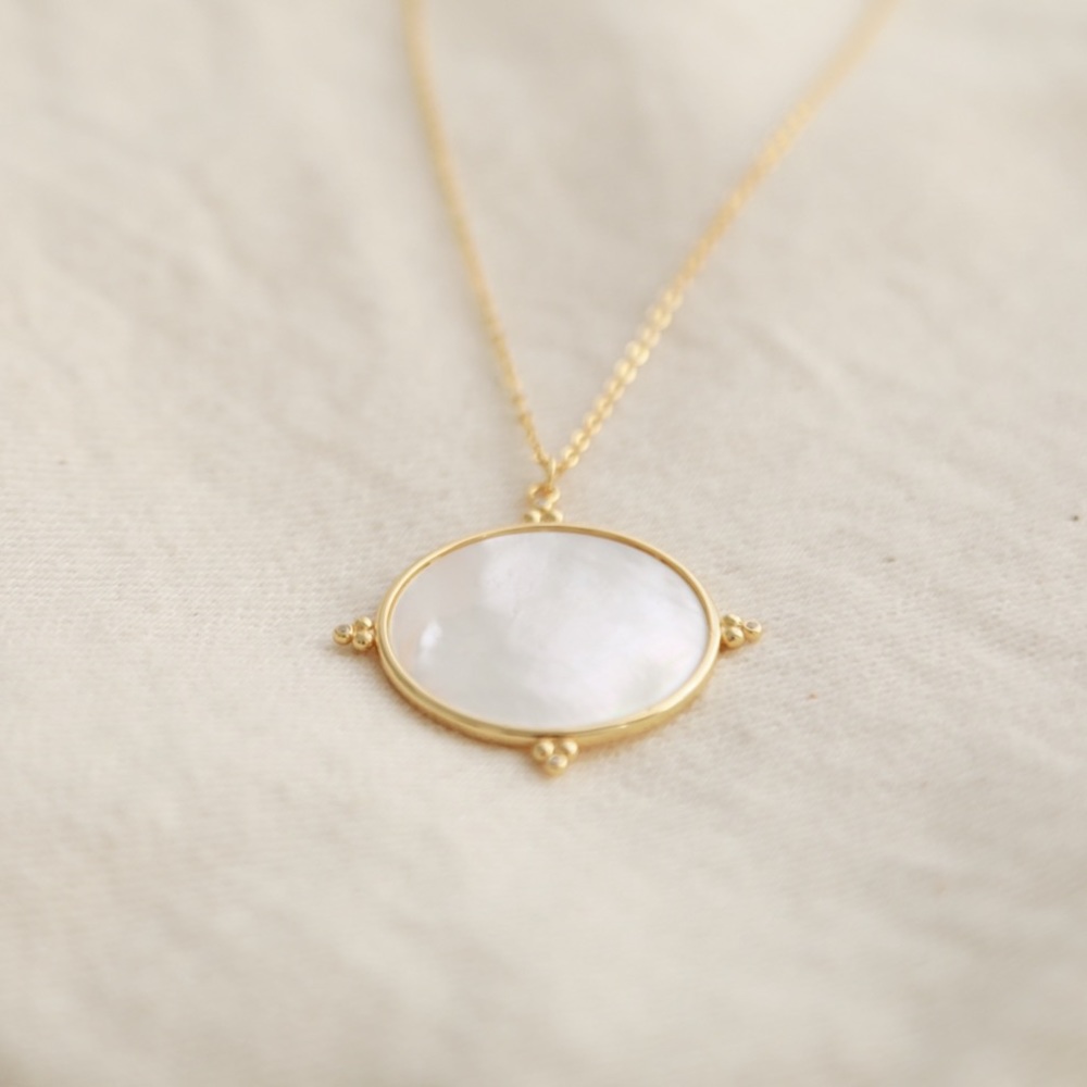 Mother of Pearl Necklace | 14k Gold Plated - Picture 6 of 8